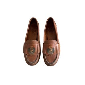 Ralph Lauren Vintage 1980 Leather Loafers with Crest Logo
